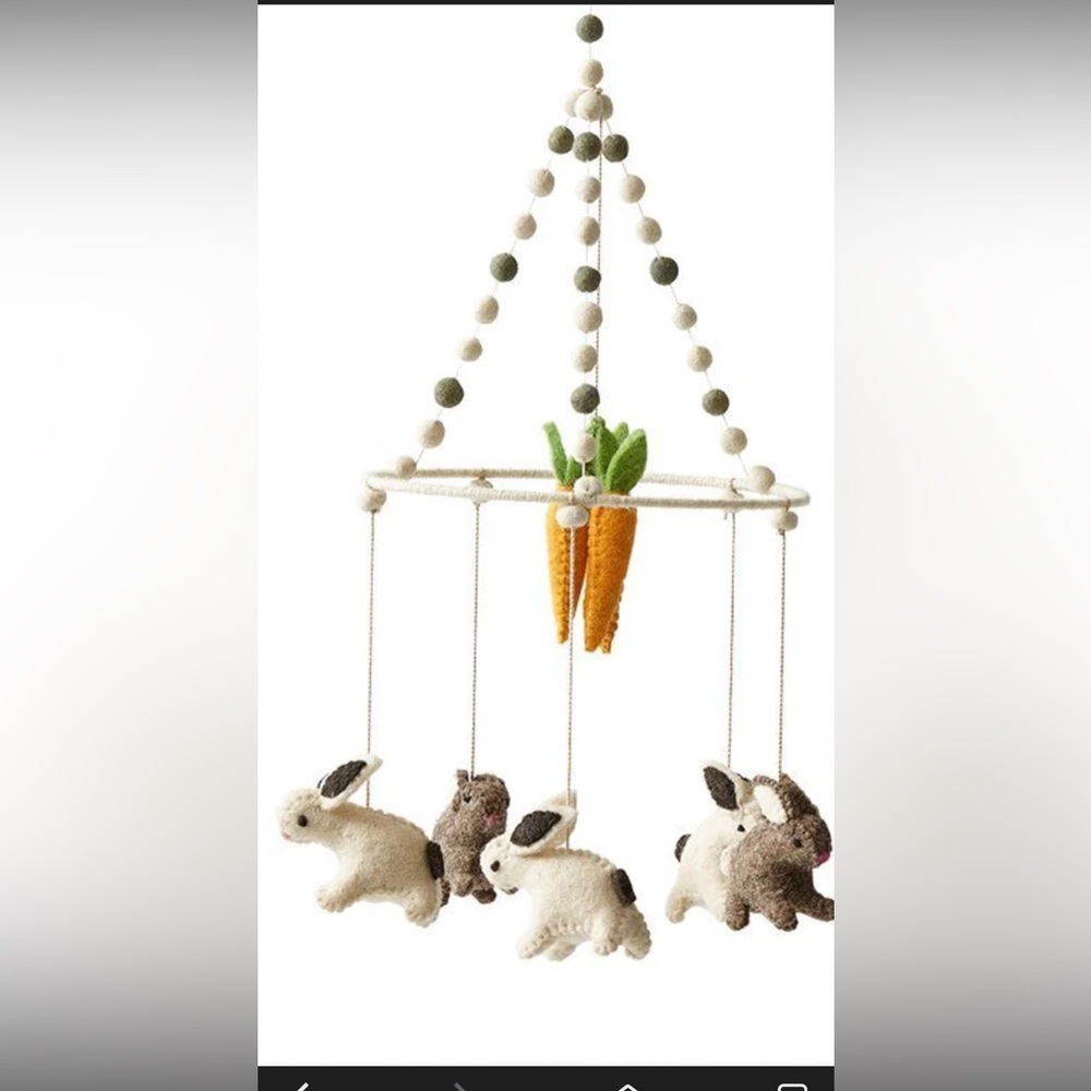 NEW PEHR Bunny Hop Wool Felt Ceiling Mobile Baby Nursery